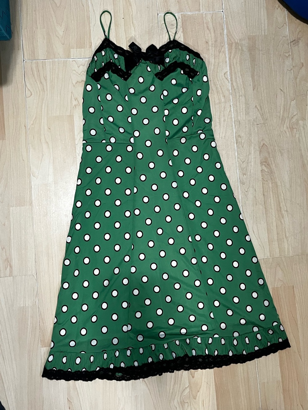 Jean Paul Gaultier for Target green and white polka dot slip dress